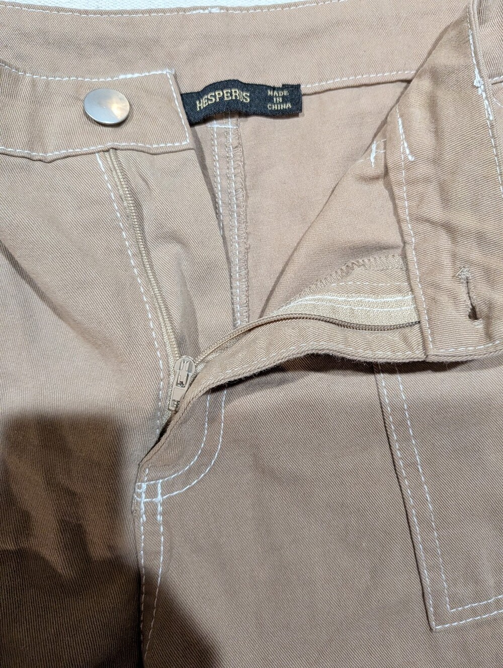 Women’s 100% Cotton Brown Cargo Pants Utility Straight Leg - Picture 3 of 7